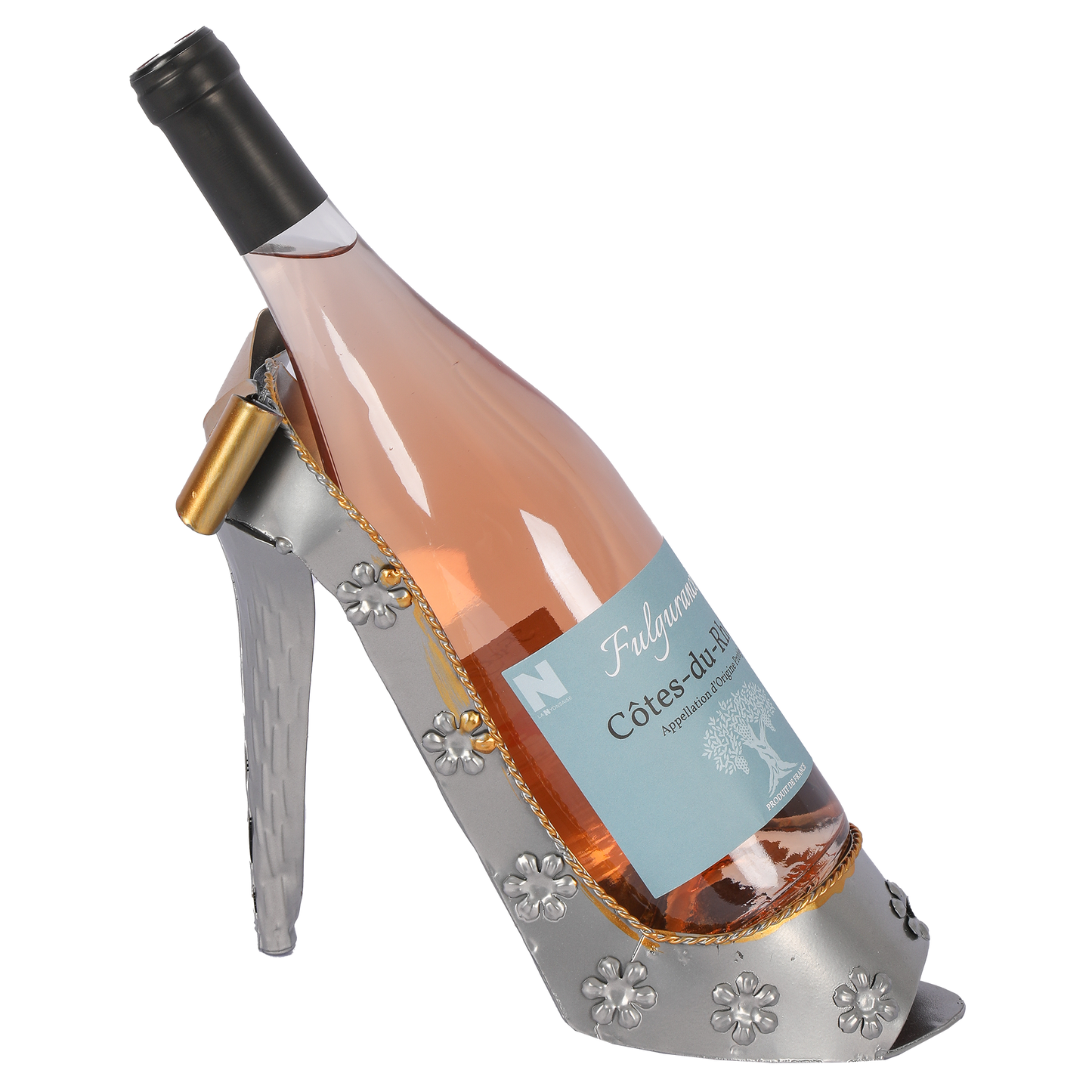Support bouteille Félix métal gris/cuivre - Escarpin