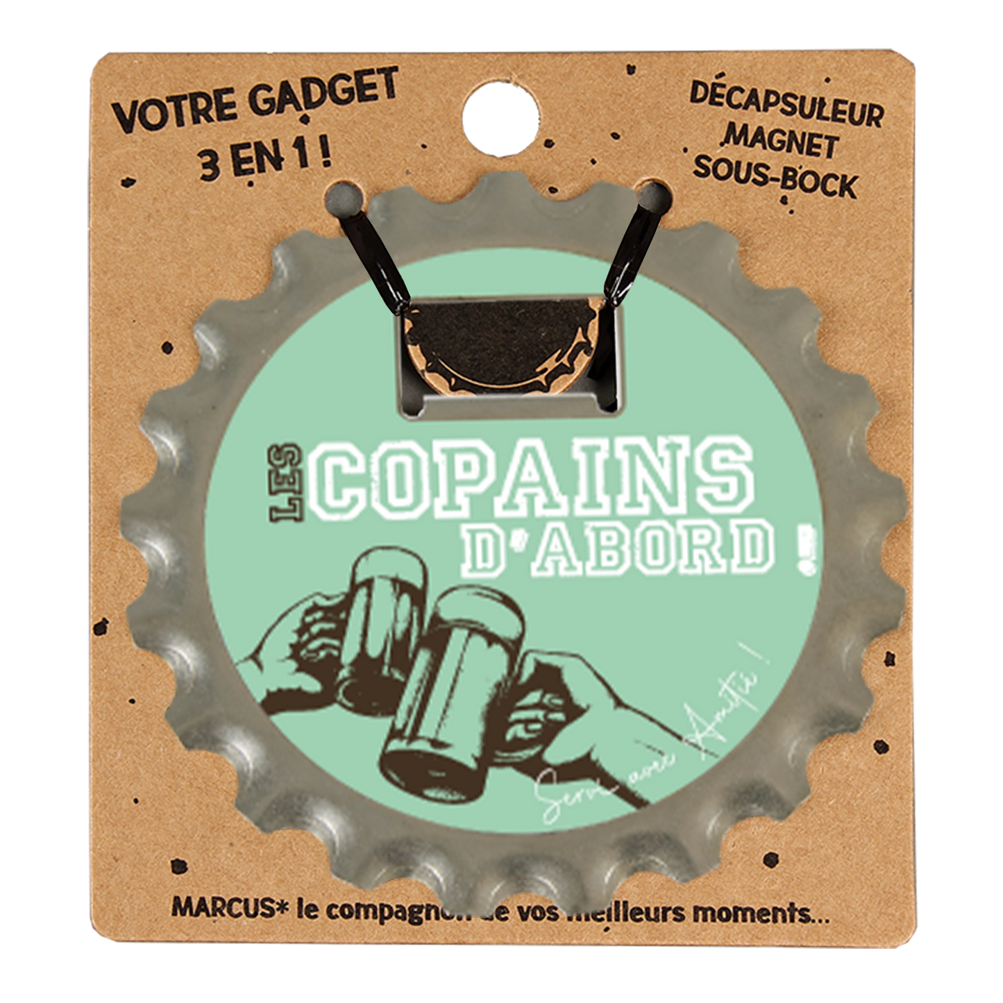 Décapsuleur 3 en 1 Marcus métal - Les Copains d 'Abord