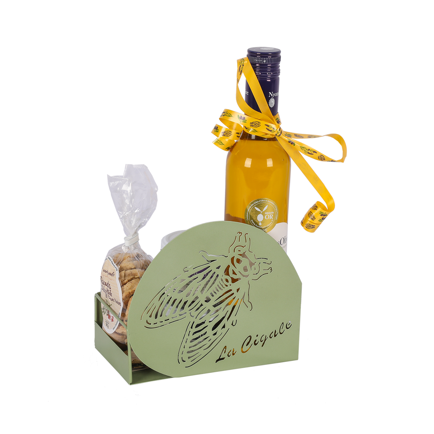 Support Oscar métal vert sauge design Provence, 18.5x9.5cm