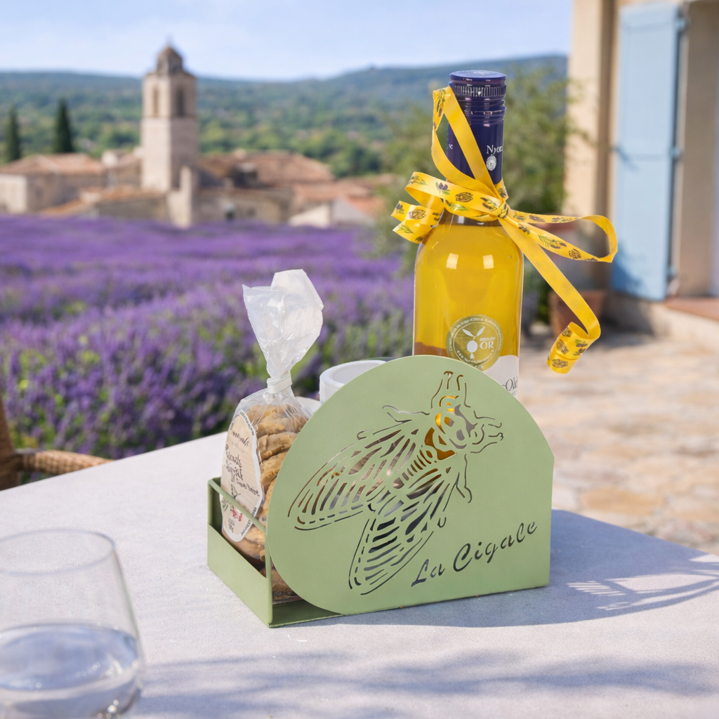 Support Oscar métal vert sauge design Provence, 18.5x9.5cm