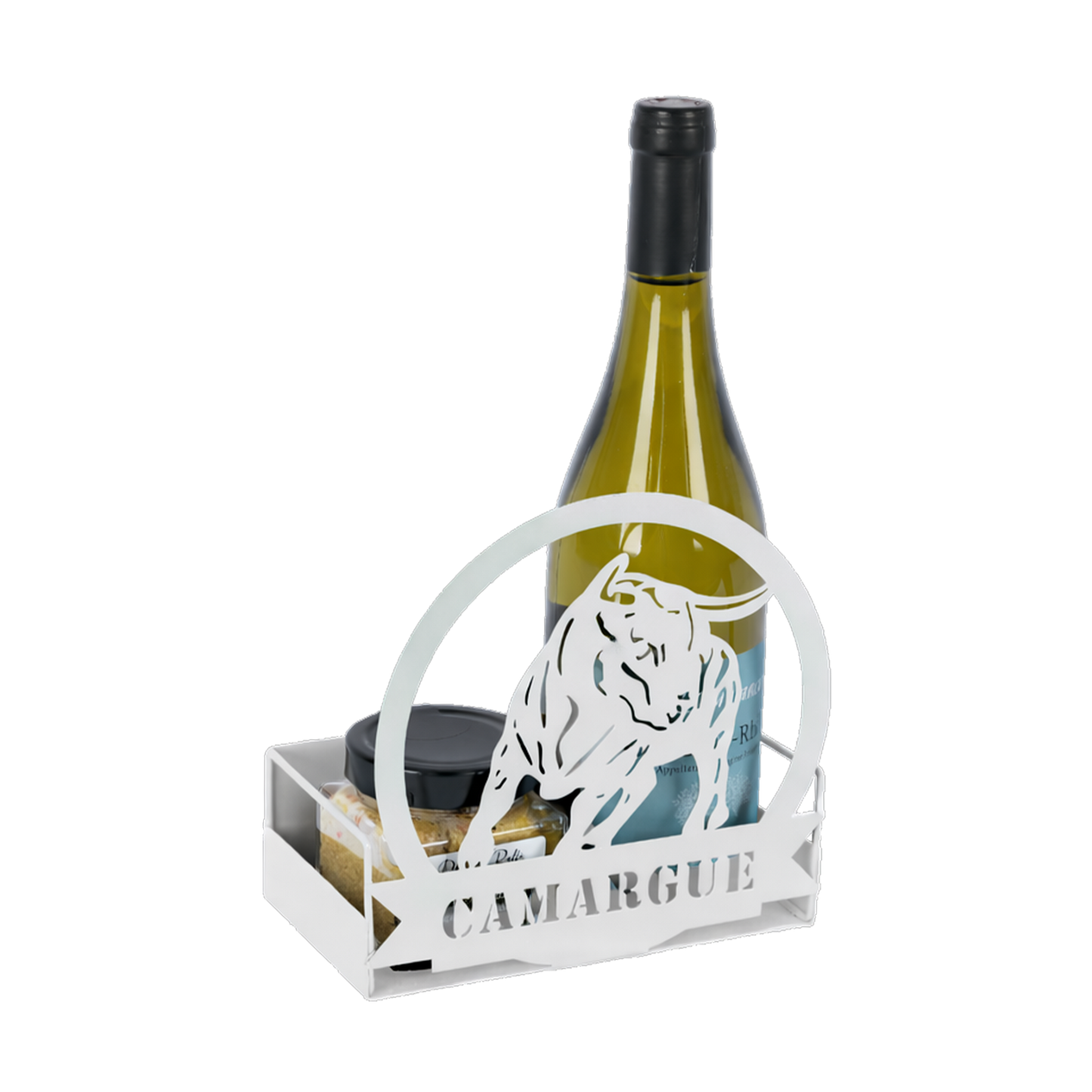 Support Oscar métal blanc crème design Camargue , 18.5x9.5cm