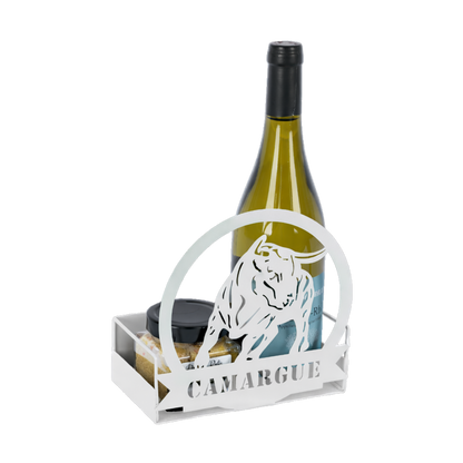 Support Oscar métal blanc crème design Camargue , 18.5x9.5cm