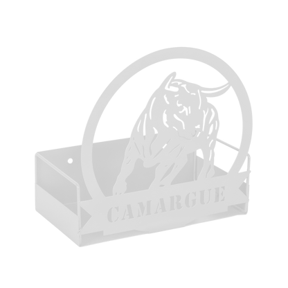 Support Oscar métal blanc crème design Camargue , 18.5x9.5cm