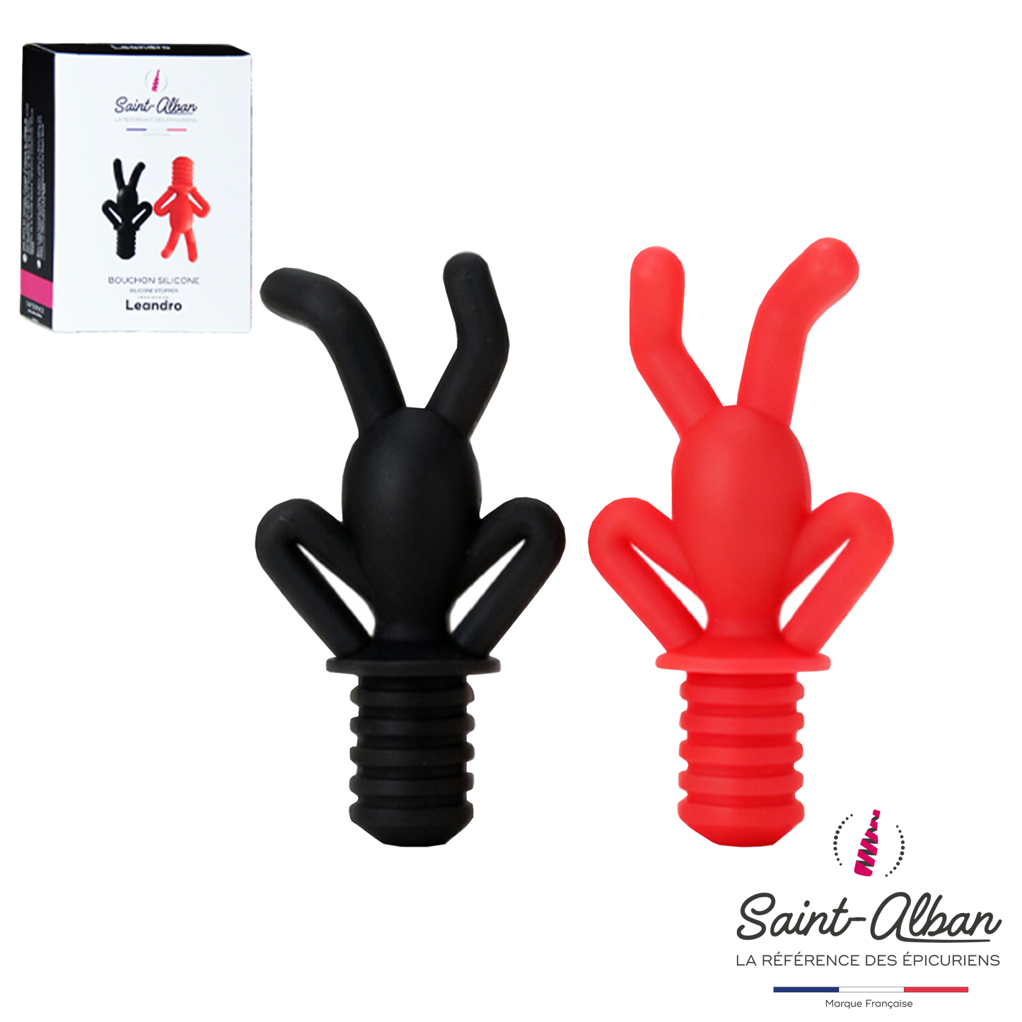 Bouchon Leandro figurine noir rouge Saint Alban (2 pièces)