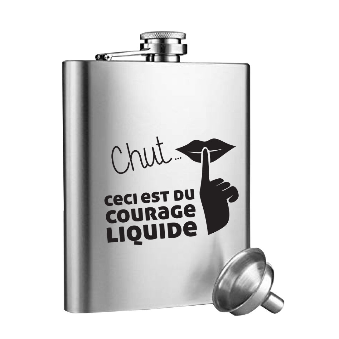 Nora 8oz/24cl black decorated flask gift set - Shh...