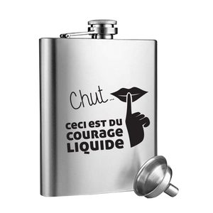 Nora 8oz/24cl black decorated flask gift set - Shh...
