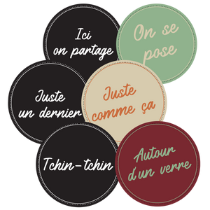 Sous-bock Jules carton panachés - Citation (set de 6 pièces)