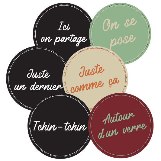 Sous-bock Jules carton panachés - Citation (6 pièces)
