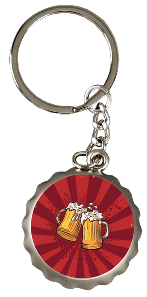 Bottle opener keyring - Metal - Vintage beer mug