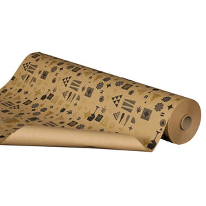 Papier cadeau Mokha kraft recyclé brun/choco/or 0.70x100m