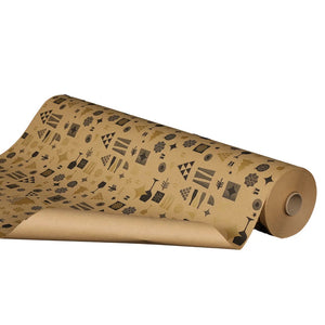 Papier cadeau Mokha kraft recyclé brun/choco/or 0.50x200m