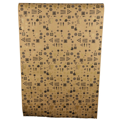 Mokha recycled kraft gift wrap, brown/chocolate/gold, 0.50x200m