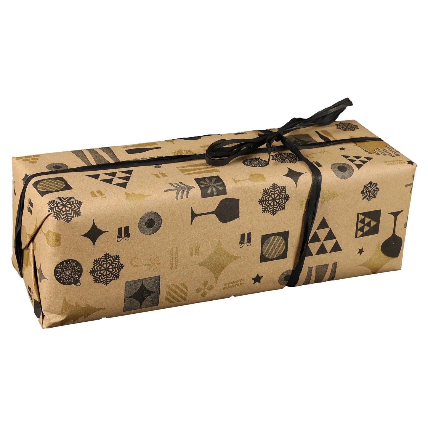 Mokha recycled kraft gift wrap, brown/chocolate/gold, 0.50x200m