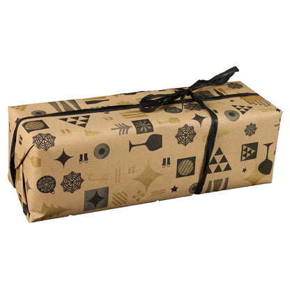 Mokha recycled kraft gift wrap, brown/chocolate/gold, 0.50x200m