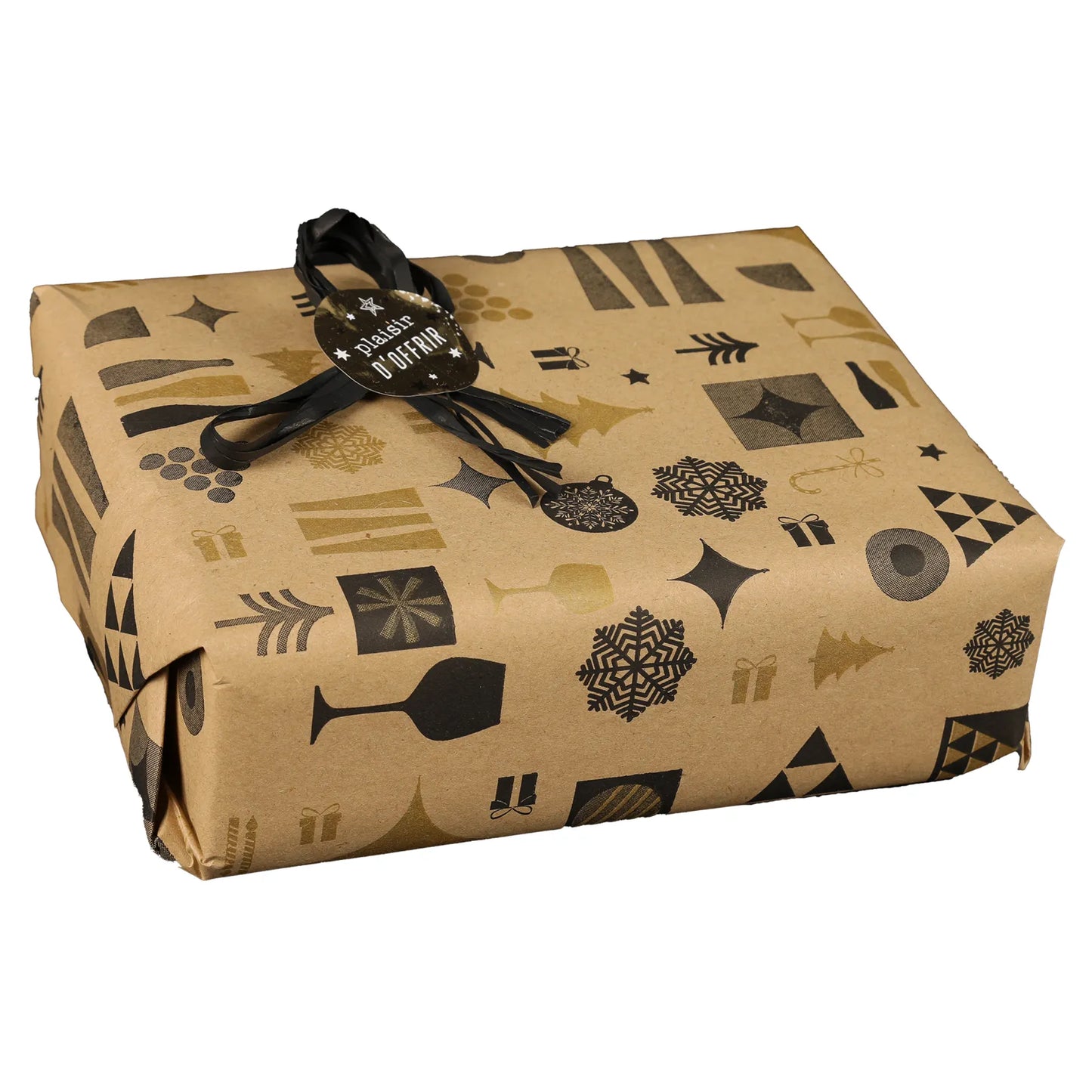 Mokha recycled kraft gift wrap, brown/chocolate/gold, 0.50x200m