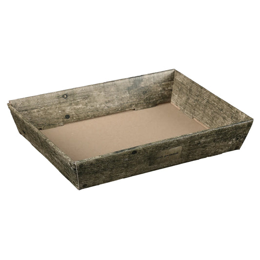 Corbeille Lorriane carton imitation bois grisé 27x20x5cm