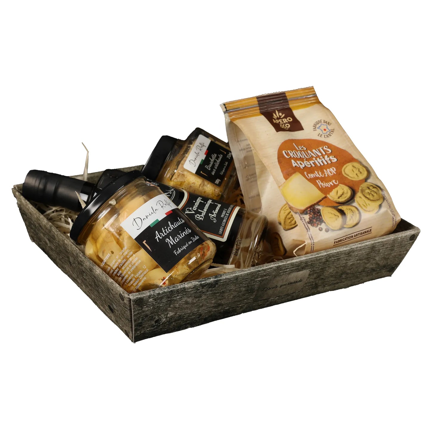 Lorriane cardboard wastebasket, grey wood-effect, 27x20x5cm