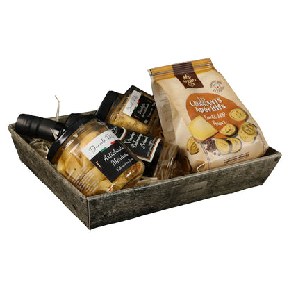 Lorriane cardboard wastebasket, grey wood-effect, 27x20x5cm