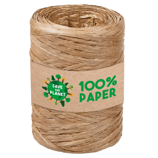 Raffia ribbon, 100% ecru paper (200m roll)