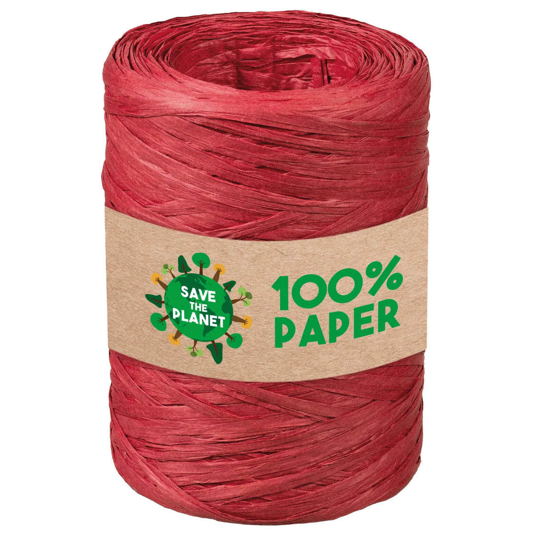 Ruban Raphia 100% papier rouge (bobine 200m)