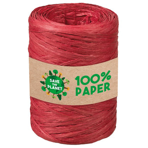 Ruban Raphia 100% papier rouge (bobine 200m)