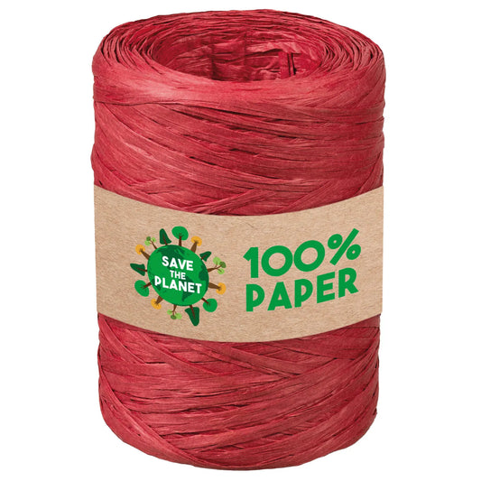 100% red paper raffia ribbon (200m spool)