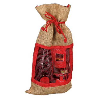 Goa jute drawstring bag with mesh window, 23x45cm
