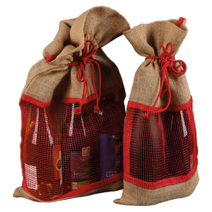 Goa jute drawstring bag with mesh window, 30x50cm