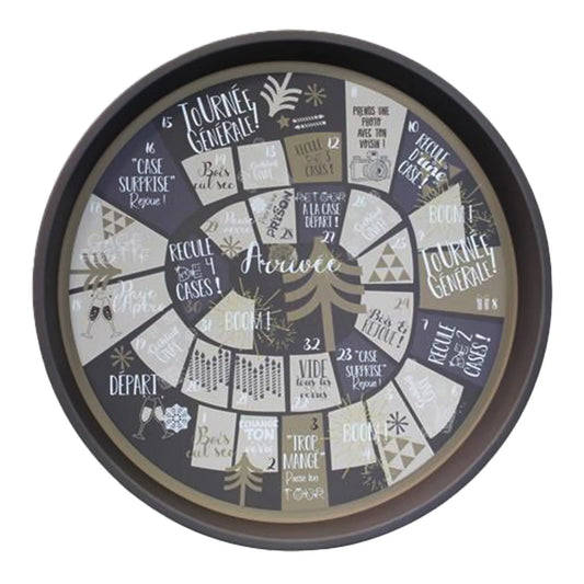 Plateau Viggo métal rond - Jeu de l'Oie festif