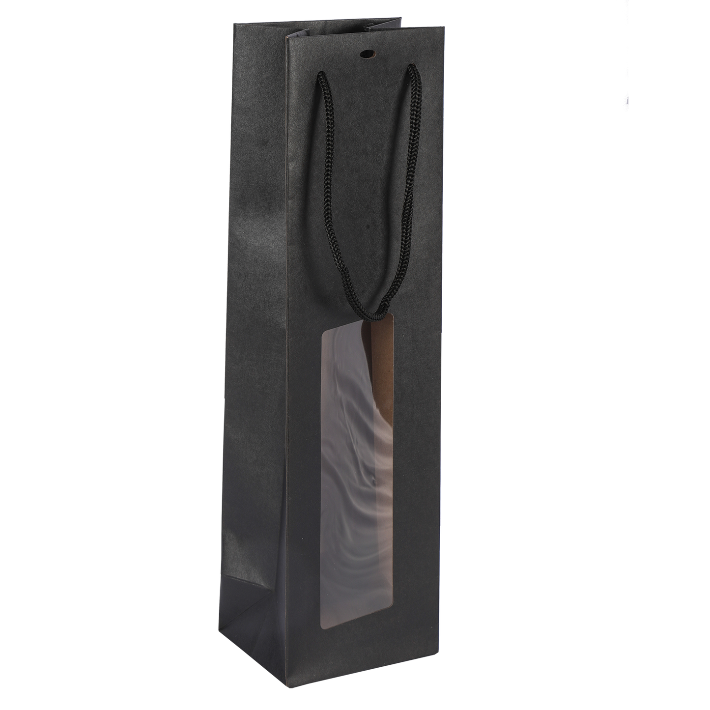 Sac Buffalo  papier kraft brun noir 1 bouteille fenêtre PVC