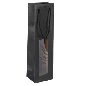 Sac Buffalo  papier kraft brun noir 1 bouteille fenêtre PVC