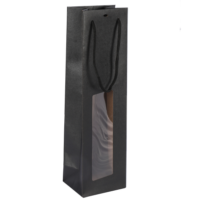 Sac Buffalo  papier kraft brun noir 1 bouteille fenêtre PVC