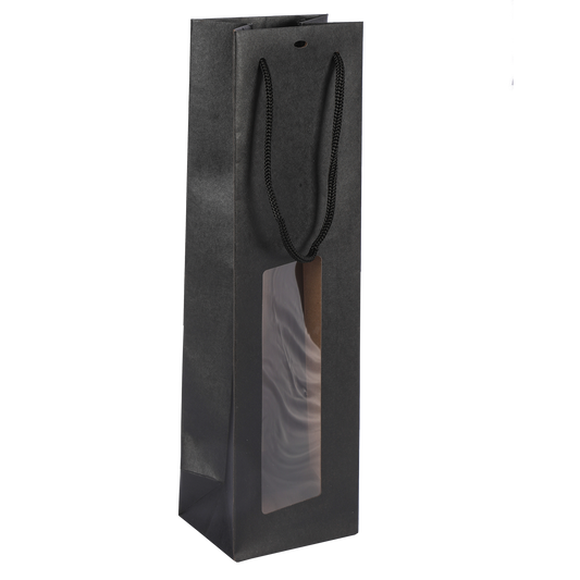 Sac Buffalo  papier kraft brun noir 1 bouteille fenêtre PVC