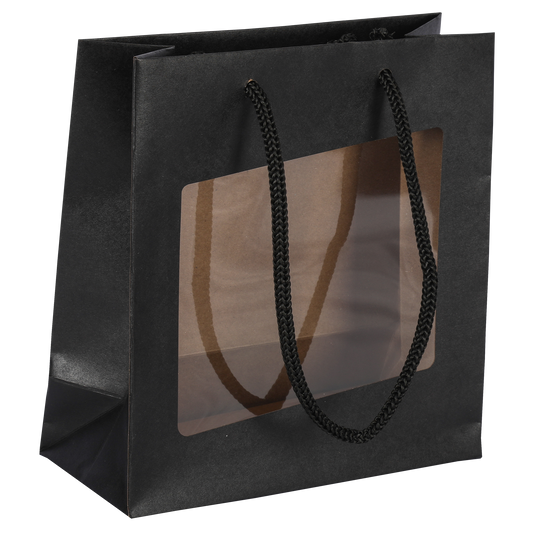 Sac Buffalo  papier kraft brun noir Terroir 18x8x19cm  fenêtre PVC