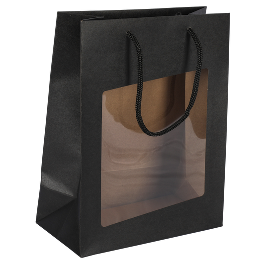 Sac Buffalo  papier kraft brun noir Terroir  22x11x28cm fenêtre PVC
