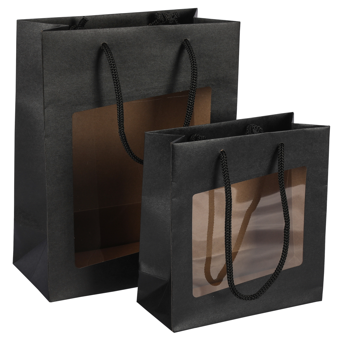 Sac Buffalo  papier kraft brun noir Terroir 18x8x19cm  fenêtre PVC