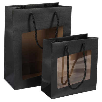 Sac Buffalo  papier kraft brun noir Terroir 18x8x19cm  fenêtre PVC