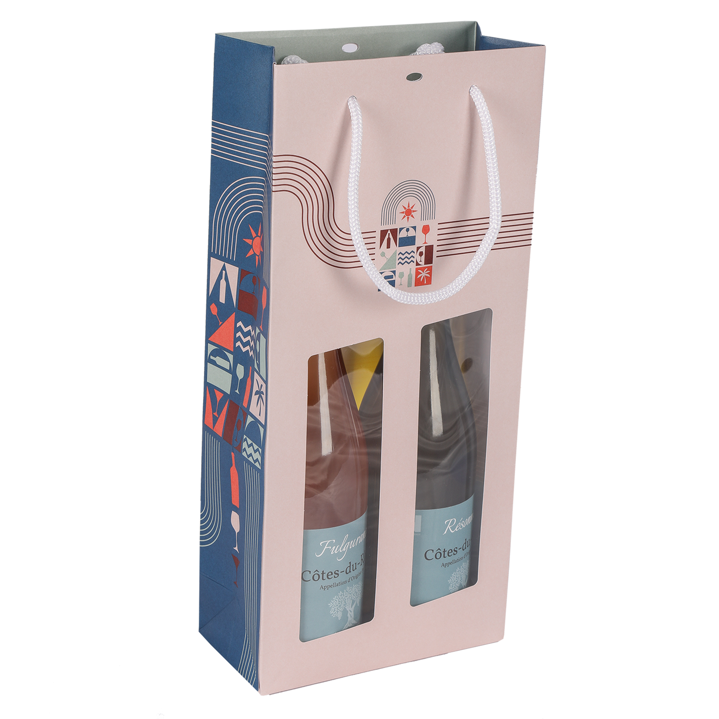 Sac Bilbao papier 2 bouteilles fenêtre PVC