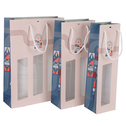 Sac Bilbao papier kraft 3 bouteille fenêtre PVC
