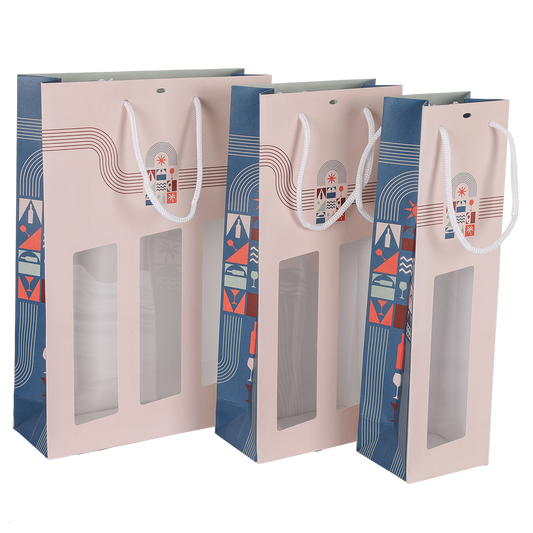 Sac Bilbao papier kraft 3 bouteille fenêtre PVC