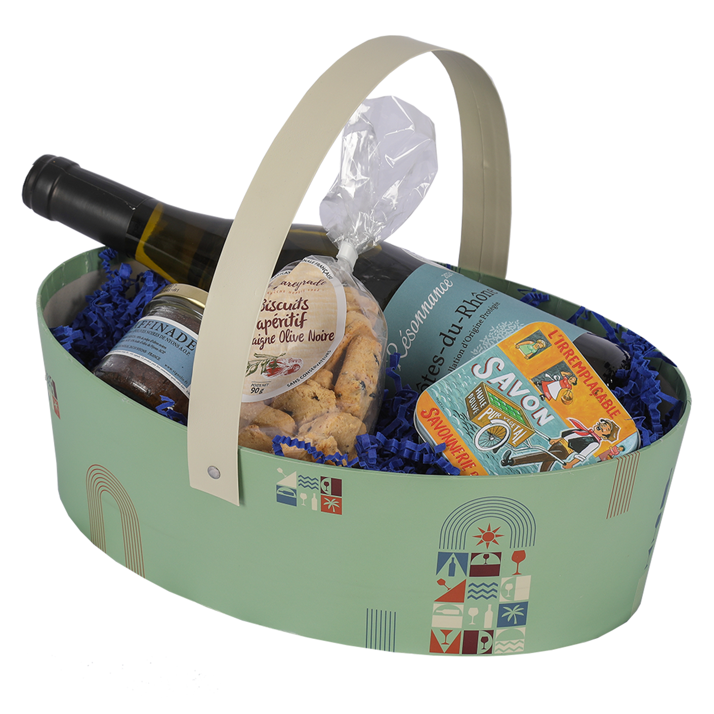 Panier Bilbao carton rigide ovale 25×19×8cm,