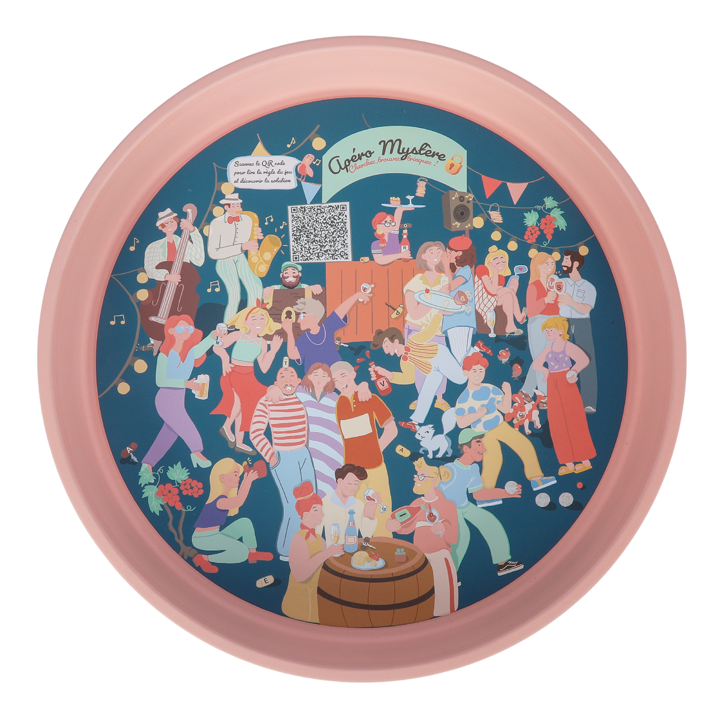 Plateau Viggo métal rond - Jeu Apero Mystere