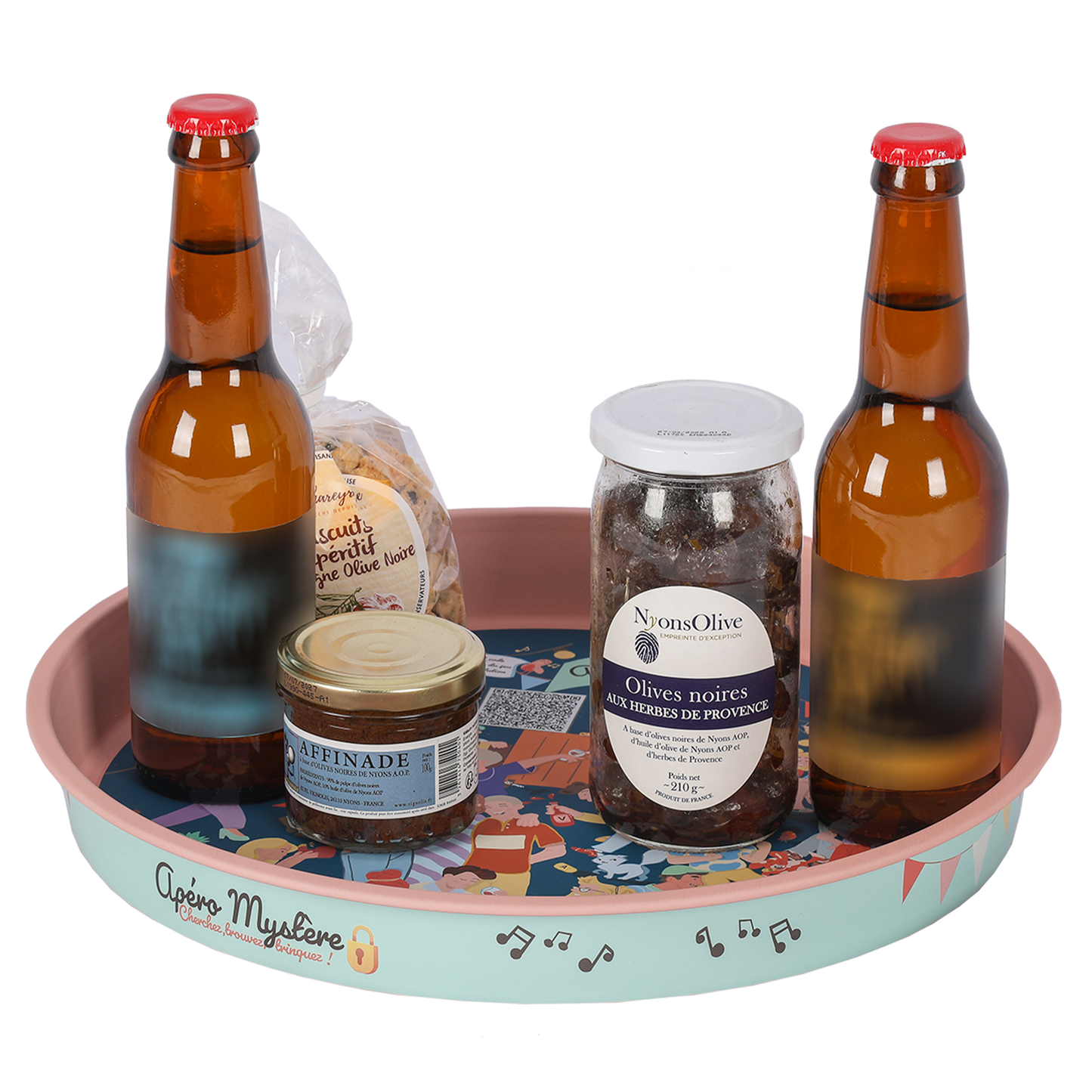 Plateau Viggo métal rond - Jeu Apero Mystere
