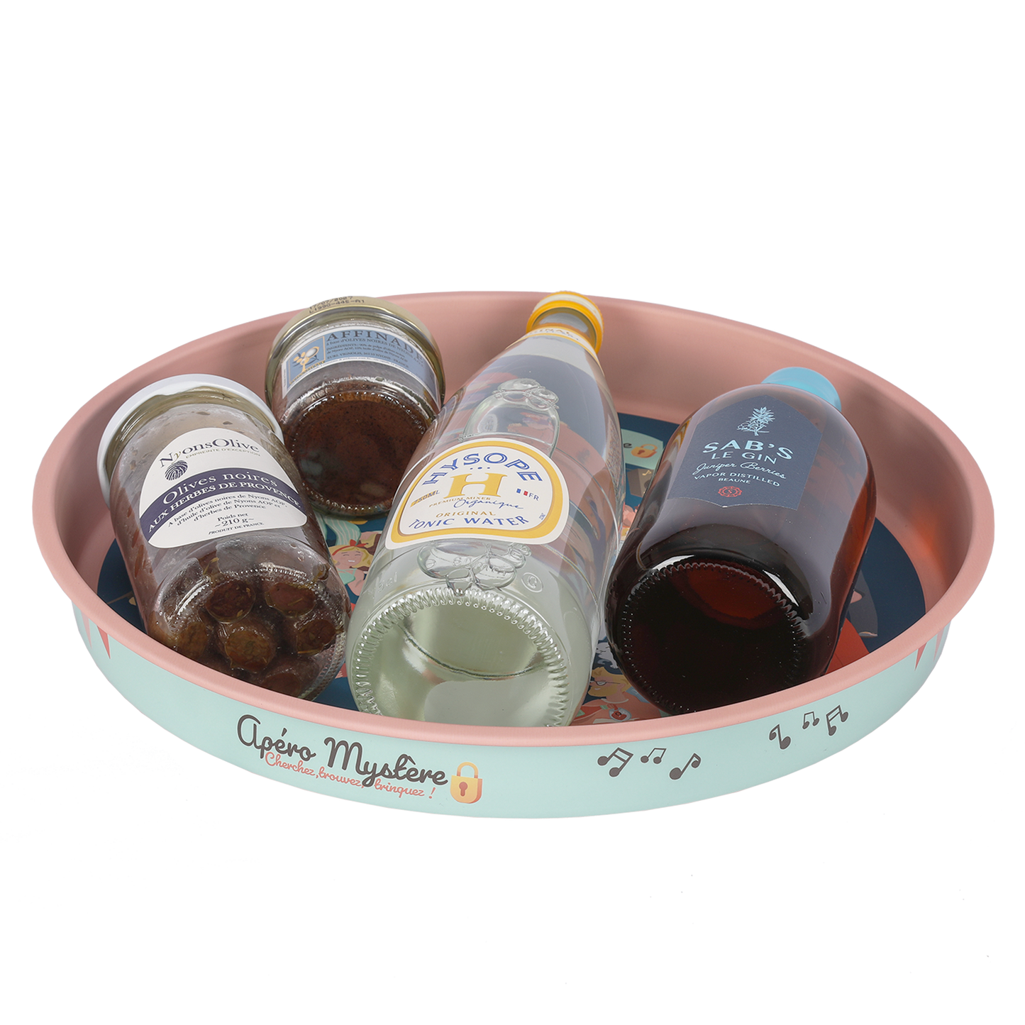Plateau Viggo métal rond - Jeu Apero Mystere