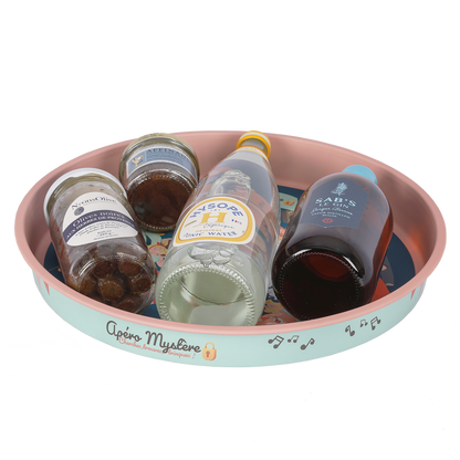 Plateau Viggo métal rond - Jeu Apero Mystere