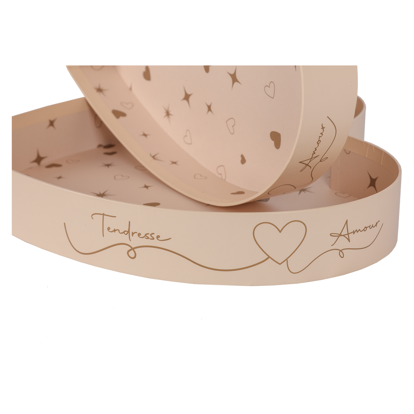 Corbeille Venise carton rigide Coeur 28x27x4cm + 29x28x4.3cm (Set de 2)