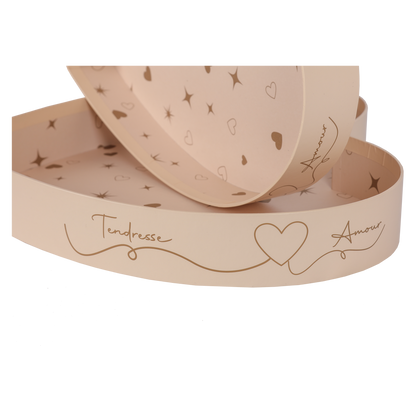 Corbeille Venise carton rigide Coeur 28x27x4cm + 29x28x4.3cm (Set de 2)