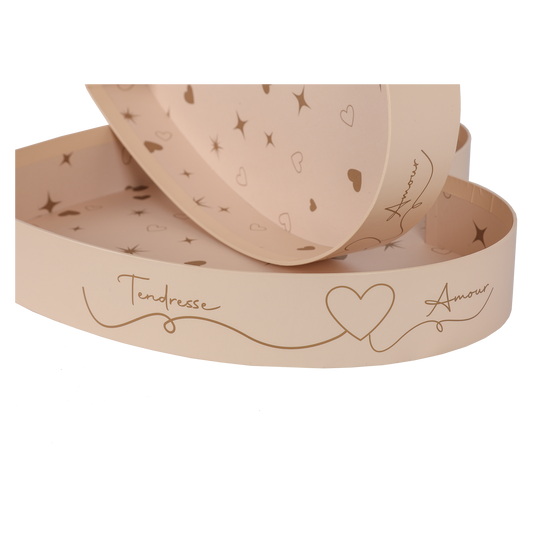 Corbeille Venise carton rigide Coeur 28x27x4cm + 29x28x4.3cm (Set de 2)