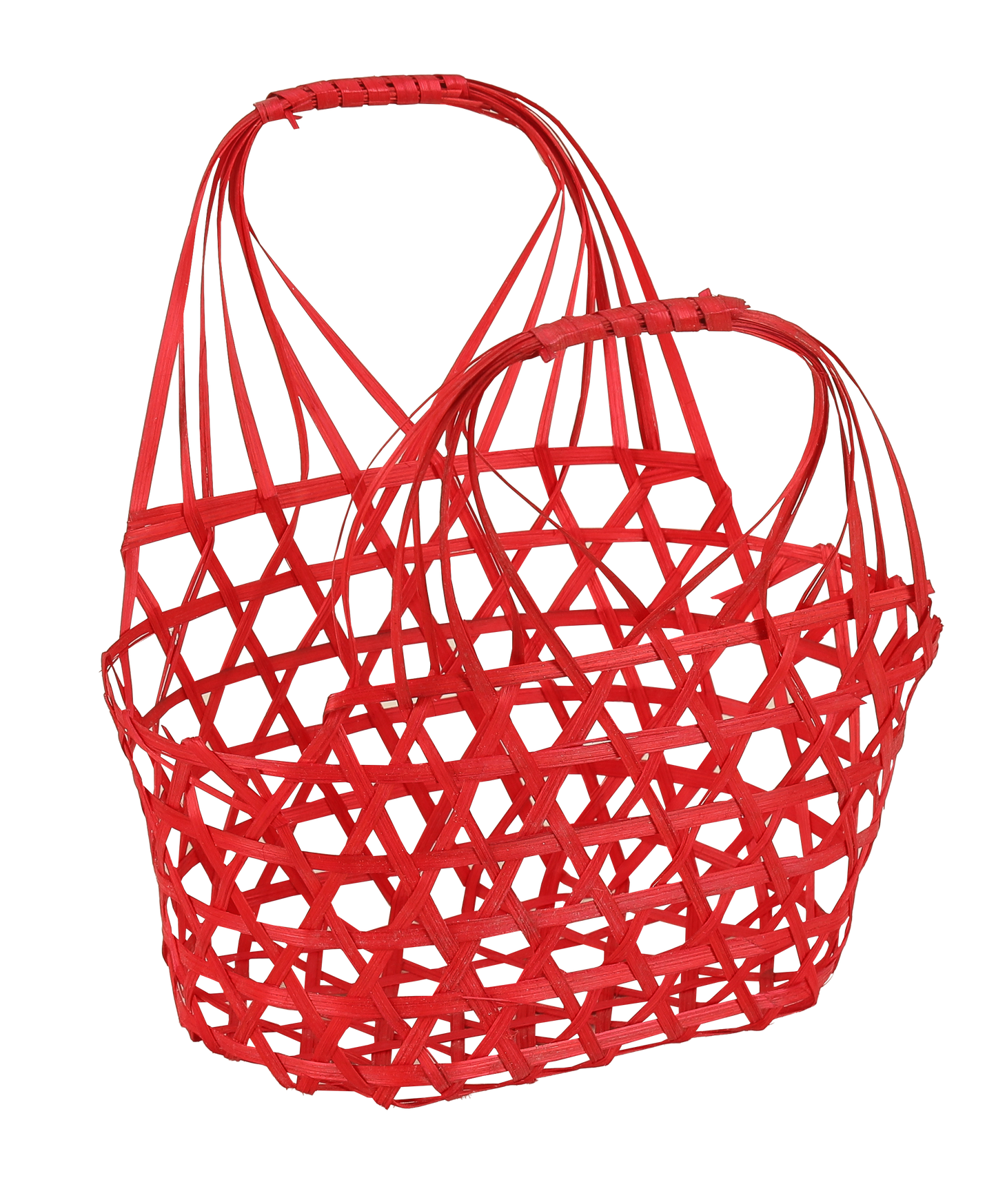 Panier Lio ajouré bambou framboise ovale 20x12x10/22cm