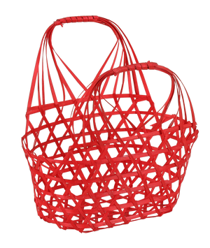 Panier Lio ajouré bambou framboise ovale 20x12x10/22cm